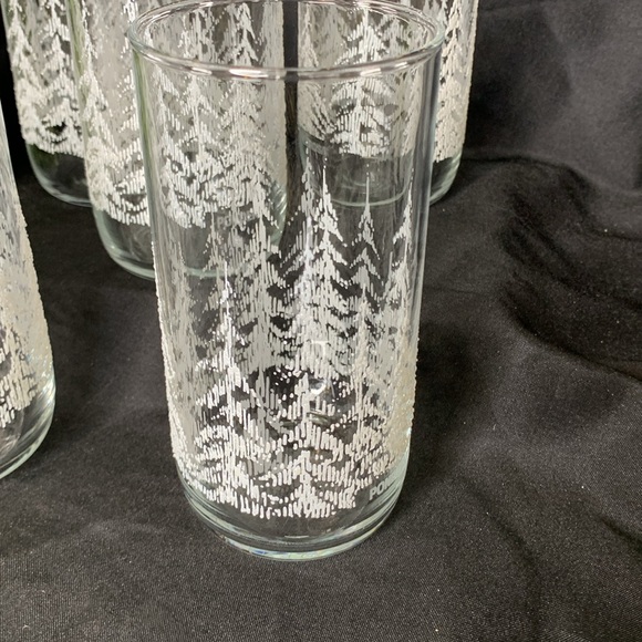 Set of 5 VTG Ponderosa Steak House embossed “Frosted” Pines Glasses / tumblers - Picture 3 of 10
